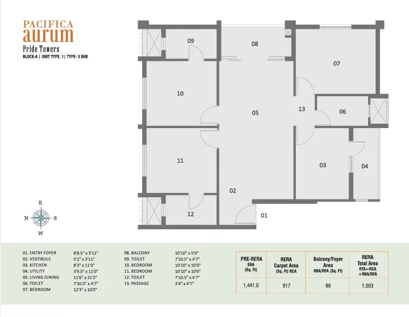 Pacifica Aurum Pride 2 BHK Floor Plan